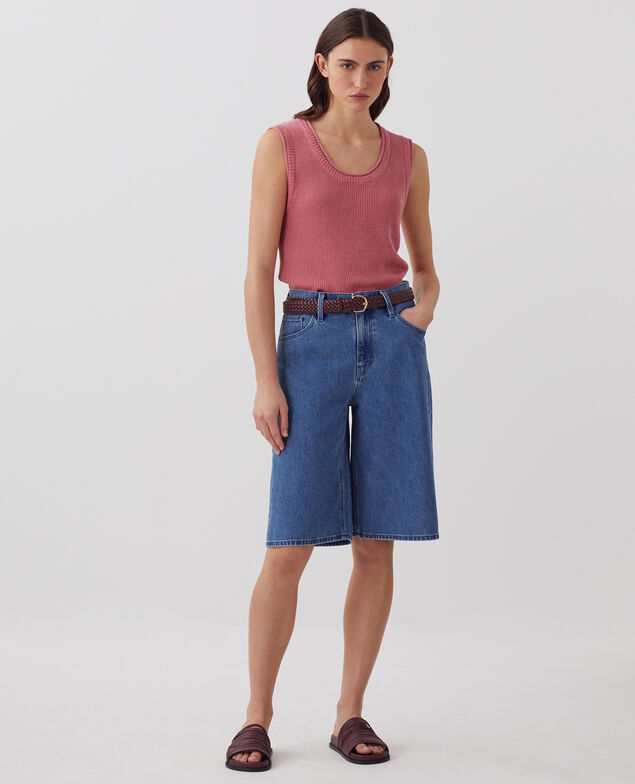 Débardeur long en lin J130 baroque rose