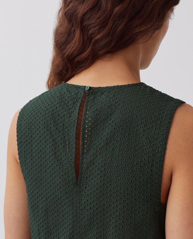 Top sans manches brodé en coton J590 spruce green