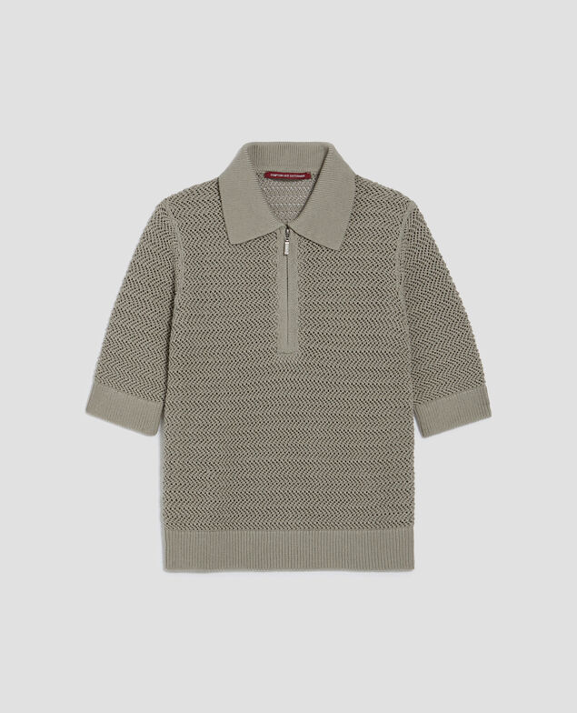 Pull col polo zippé en coton J050 shadow gray