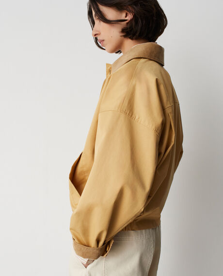 Blouson d&eacute;perlant finitions velours c&ocirc;tel&eacute; M320 beige mastic