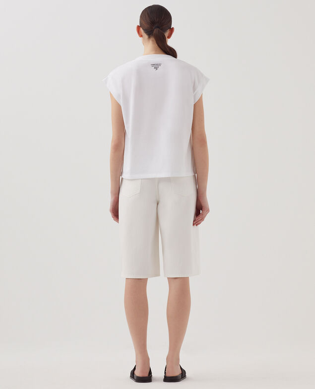 T-shirt boxy en coton J001 white base words