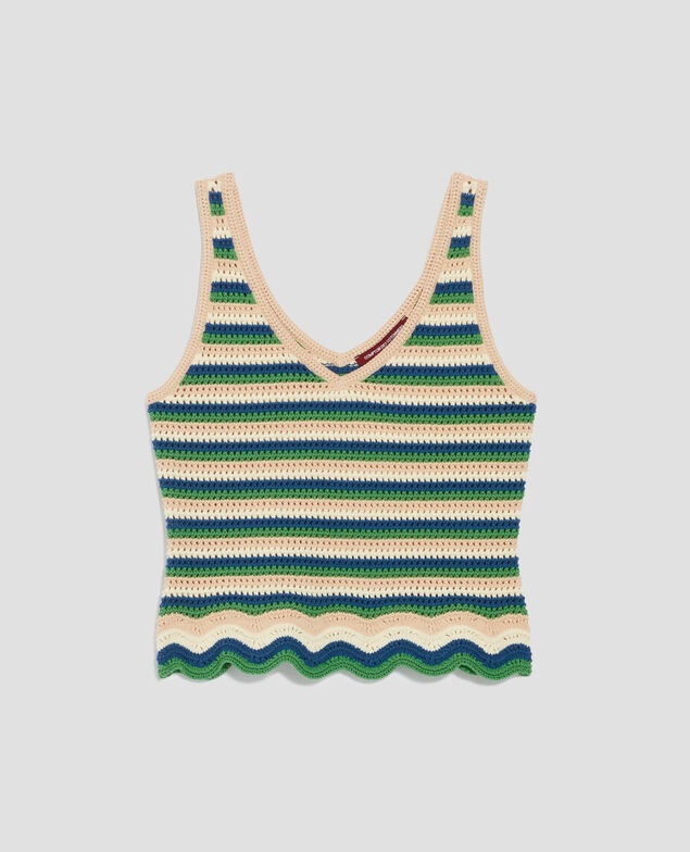 Débardeur maille crochet H543 st multic green