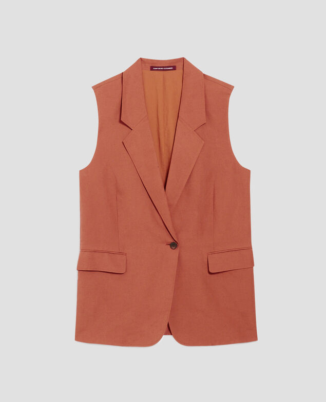 Veste de costume sans manches H350 amber brown