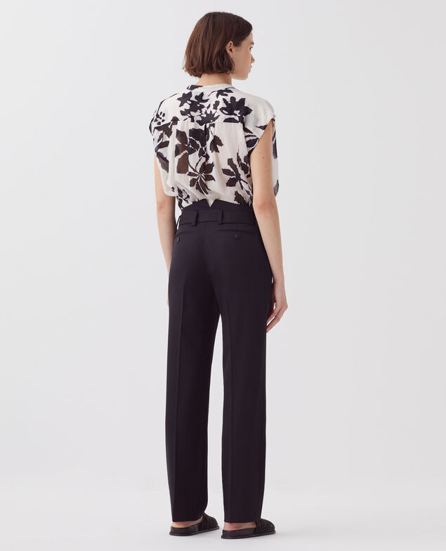 Pantalon droit ajusté en laine COLETTE H091 black beauty