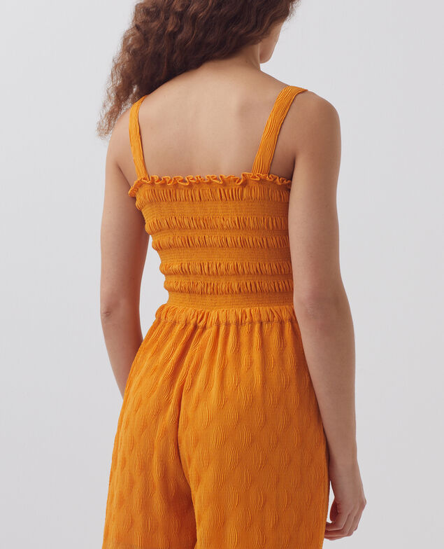 Combinaison longue fluide à smocks H221 orange butter