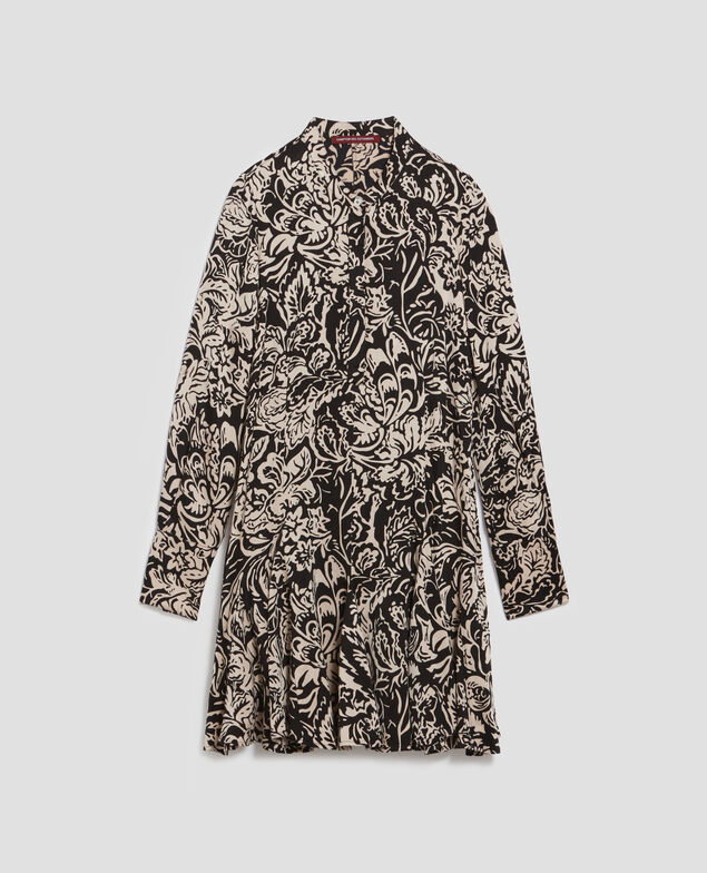 Robe courte fluide I094 abstract fl blk