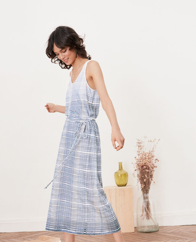 Robe mi-longue en lin Tie&dye washed blue
