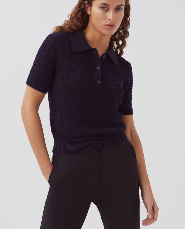 Pull col polo à manches courtes H694 baritone blue