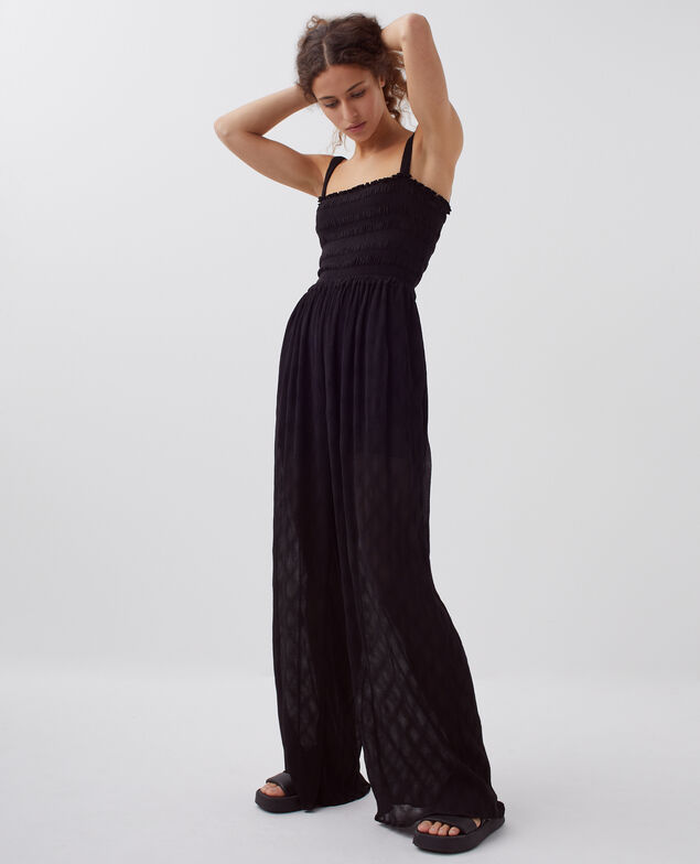 Combinaison longue fluide à smocks H091 black beauty