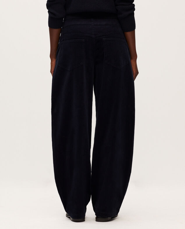 Pantalon barrel en velours côtelé U690 navy