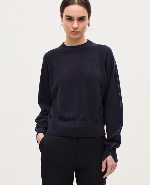 Pull col rond en cachemire K691 navy st gray