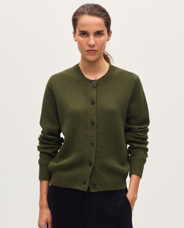 Cardigan col rond  U570 olive