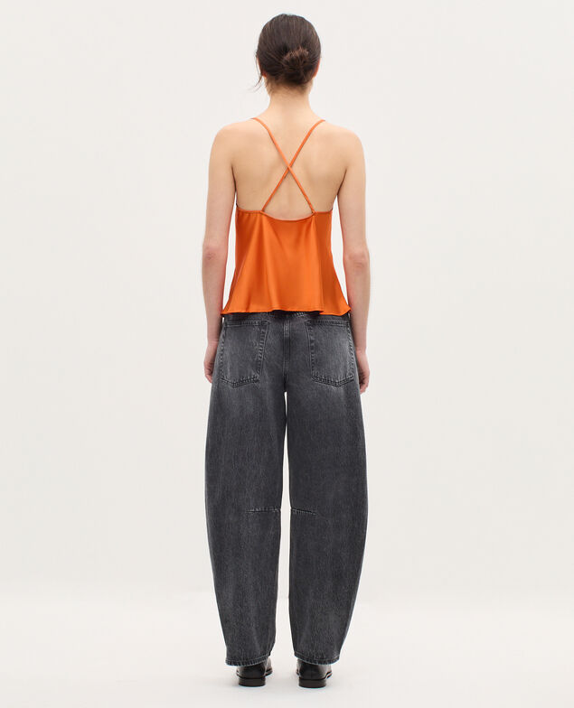 Top satiné à fines bretelles K240 apricot orange