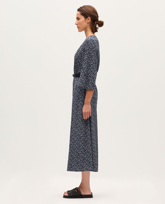 Robe longue fluide K621 leo blue