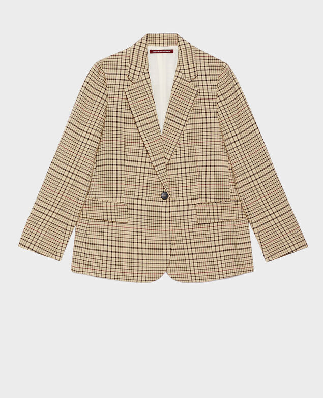 Veste de blazer en coton mélangé 0400 cream checks