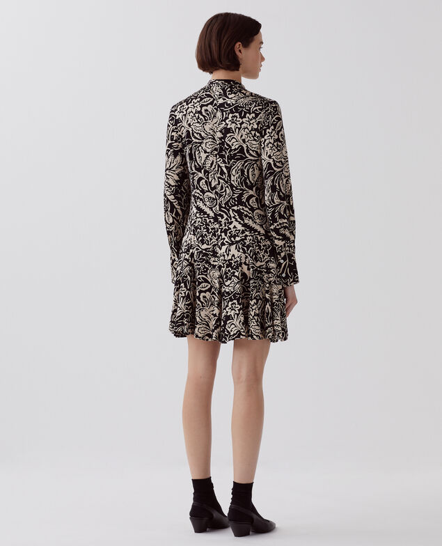 Robe courte fluide I094 abstract fl blk