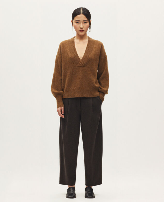 Pull col V en cachemire K350 mel brown