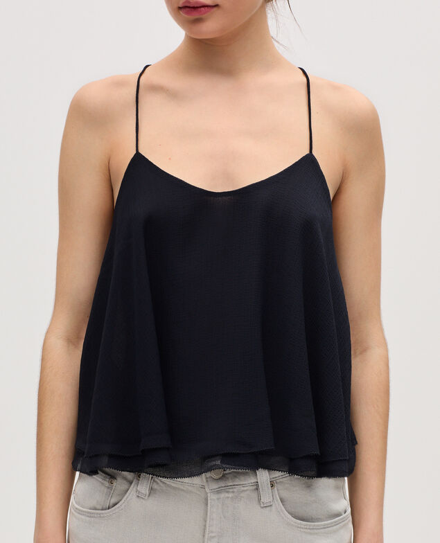 Top en mousseline à bretelles croisées K080 vulcan gray