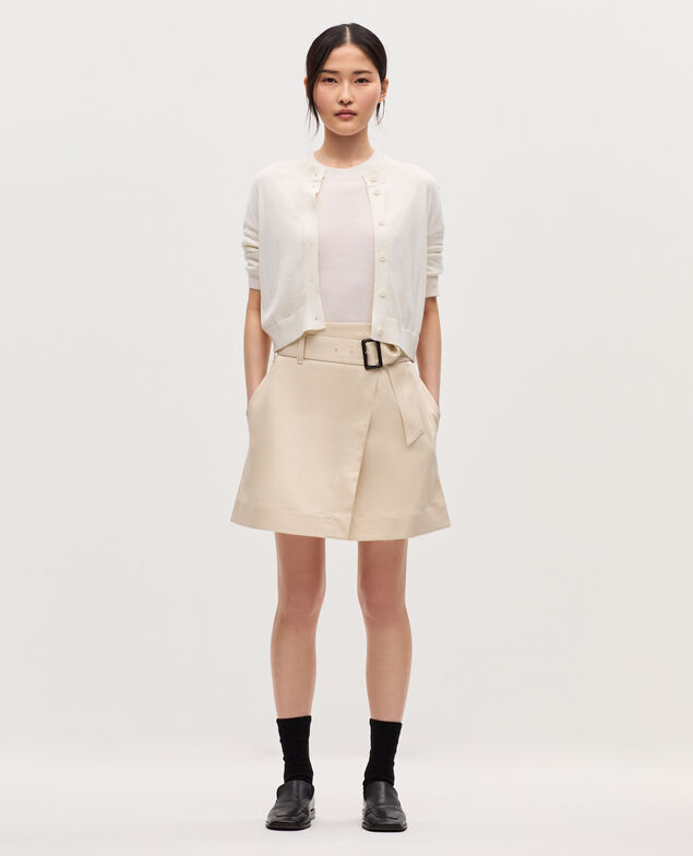 Jupe courte portefeuille H013 gardenia