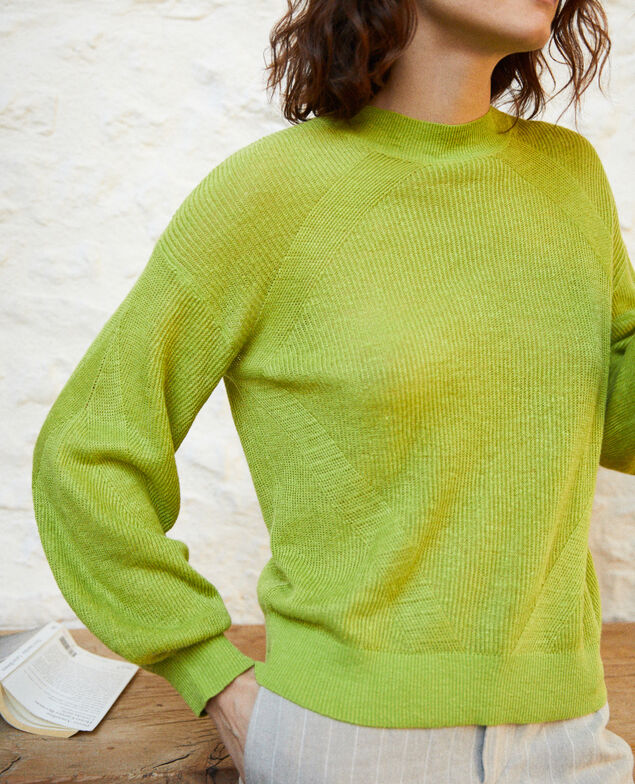 Pull en lin Lime green