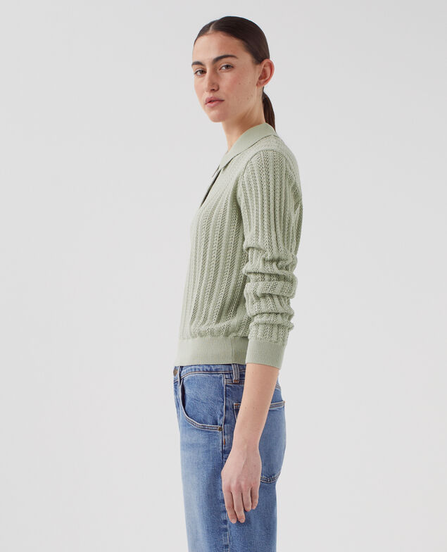 Pull col polo en coton U520 green