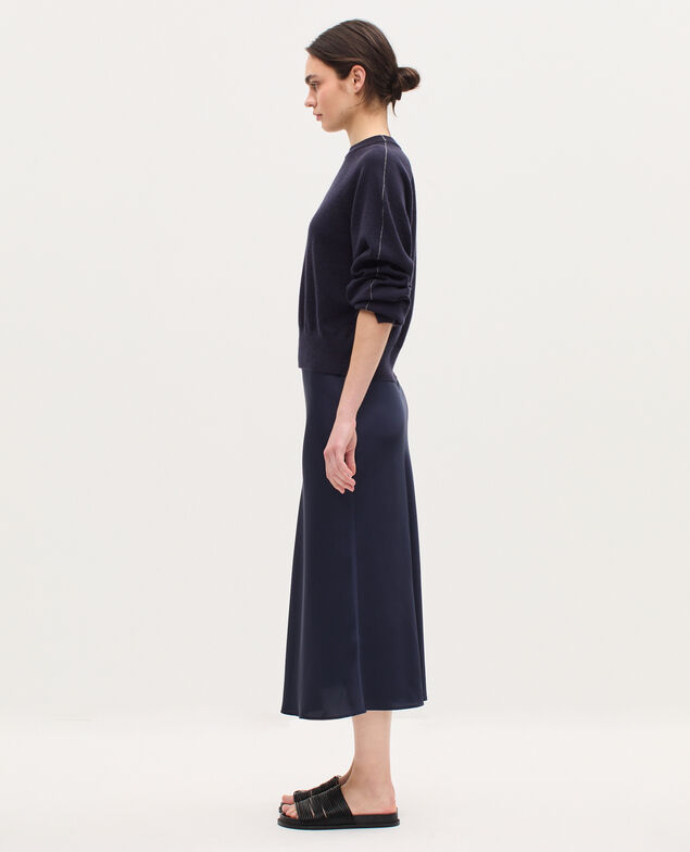 Jupe midi fluide satinée H695 night sky