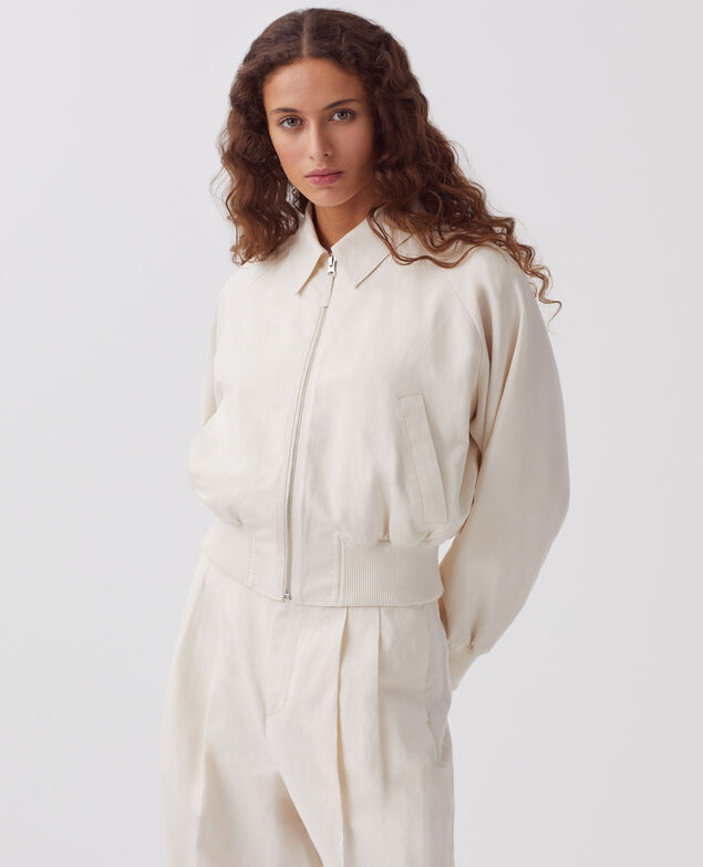 Blouson court zippé J314 beige