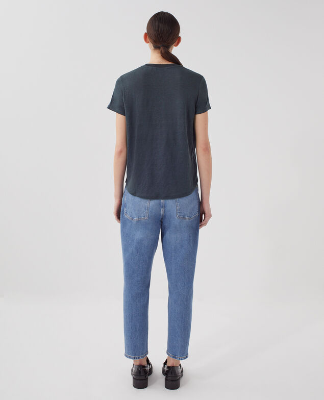 T-shirt col rond en lin AMANDINE J690 blueberry