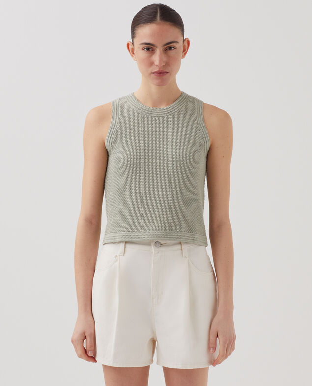 Débardeur maille ajourée en coton U520 green