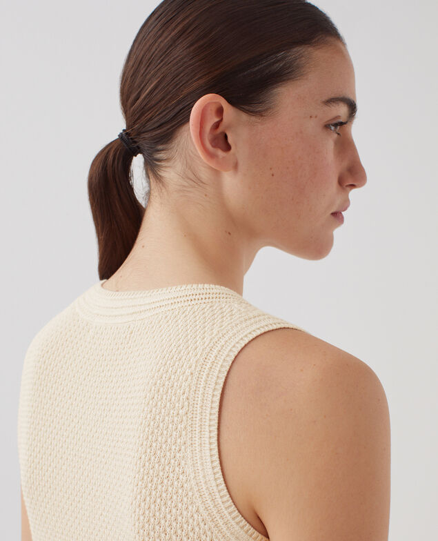 Débardeur maille ajourée en coton U010 off white