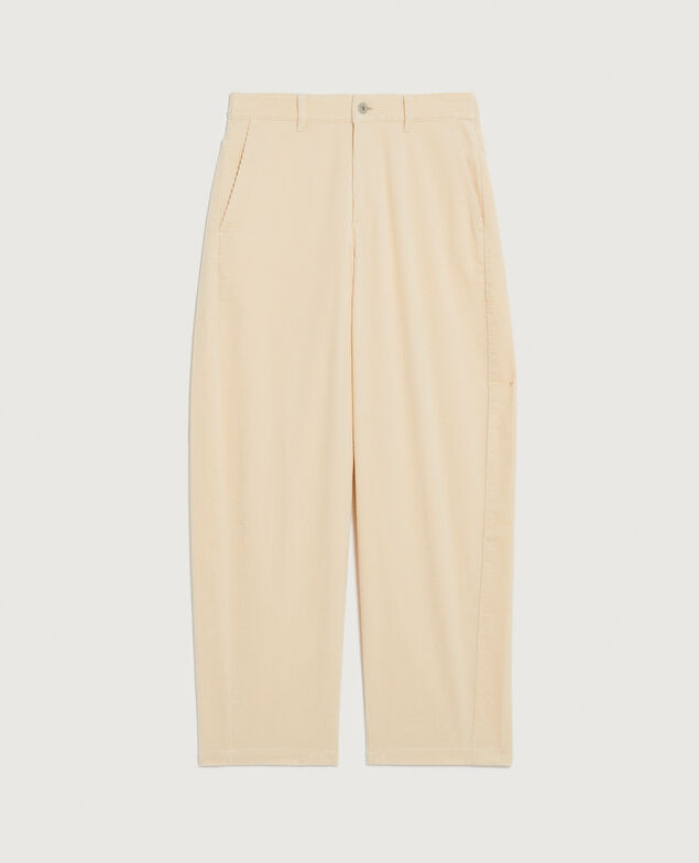 Pantalon barrel en velours côtelé U010 off white