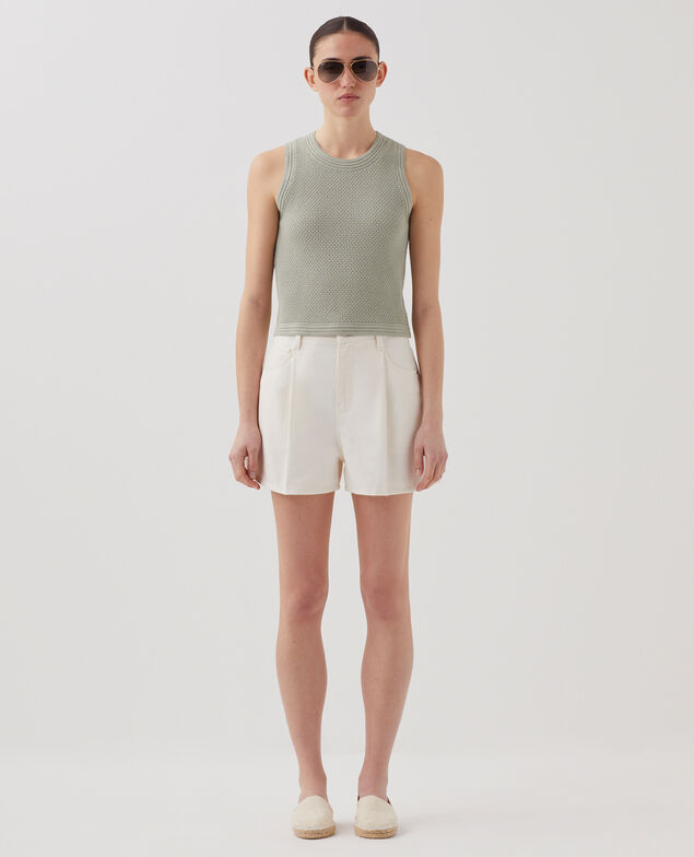 Débardeur maille ajourée en coton U520 green