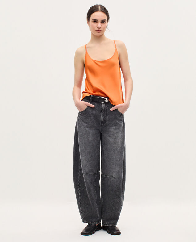 Top satiné à fines bretelles K240 apricot orange