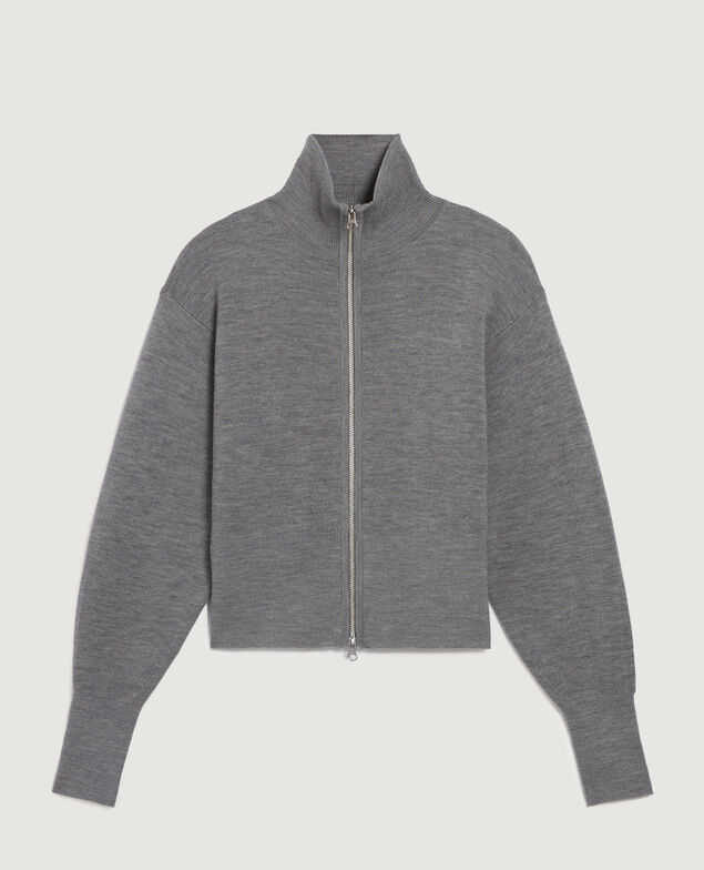 Cardigan zippé en laine mérinos K070 mel gray