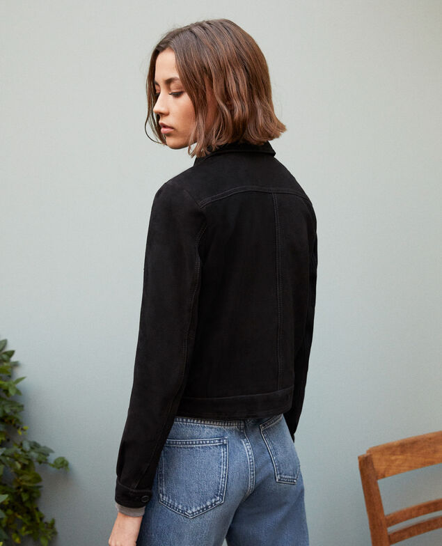 Veste courte en daim Noir