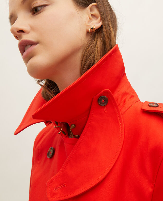 CATHERINE - Trench iconique en coton Fiery red