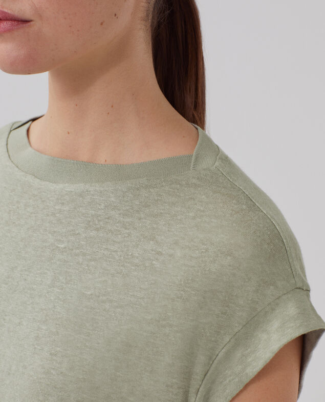 T-shirt boxy en lin KARO U520 green