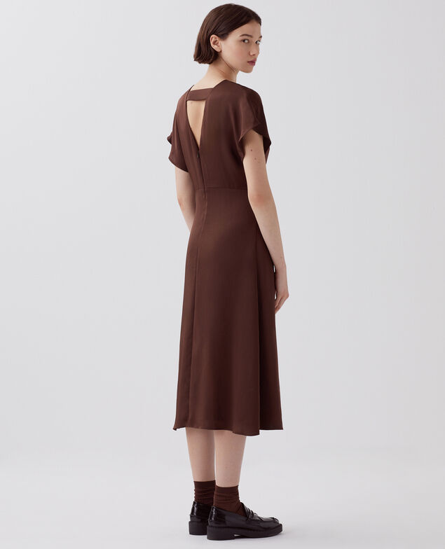 Robe fluide toucher soie I390 coffee bean