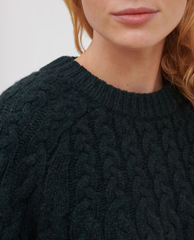 Pull col rond en laine mérinos A591 dark green pine