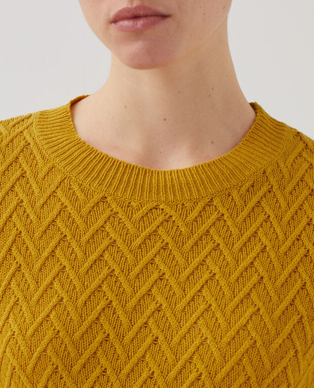 Pull à manches courtes en lin J480 gold flake