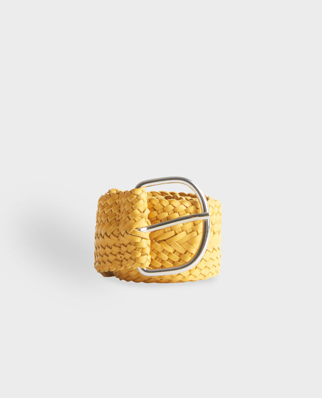 Ceinture large tressée en cuir 0460 ochre yellow