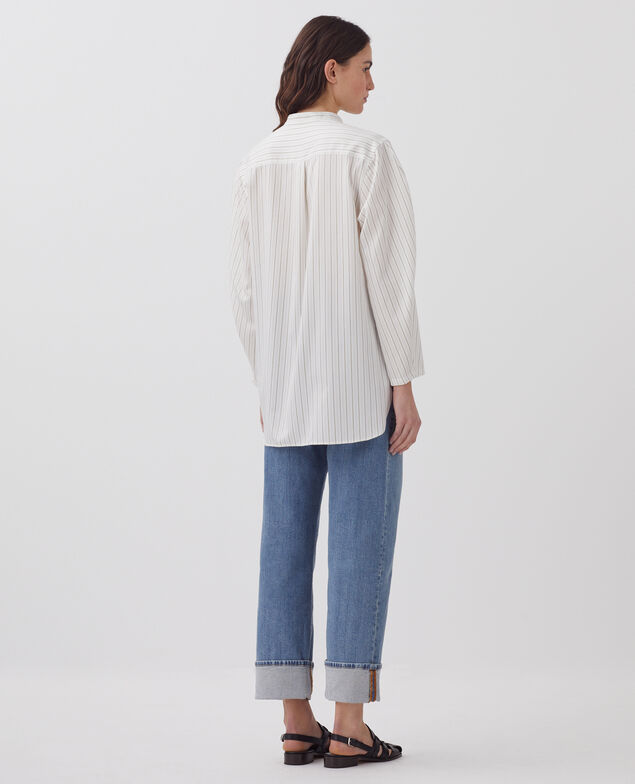 Chemise oversize en coton satiné J011 st white kaki