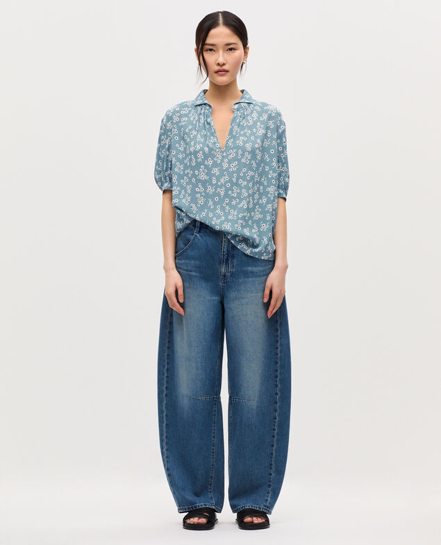 Blouse fluide manches courtes K610 daisy blue
