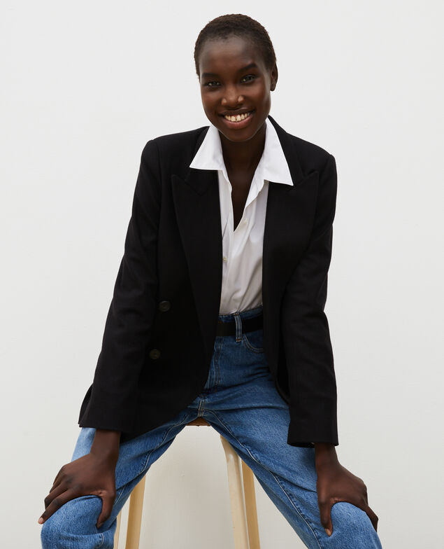 Blazer croisé en laine Black beauty