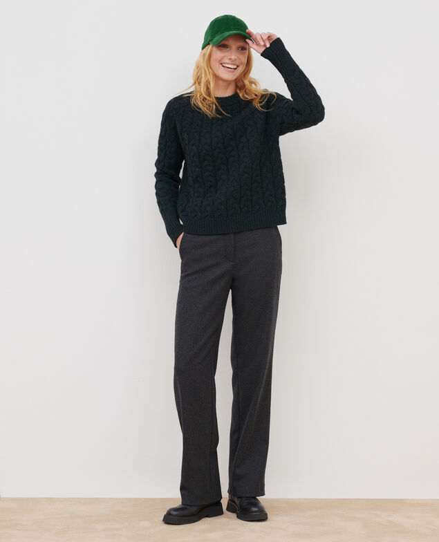 Pull col rond en laine mérinos A591 dark green pine