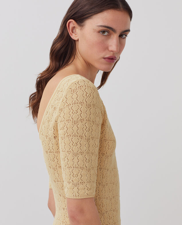 Robe longue crochet texturé en coton J300 natural