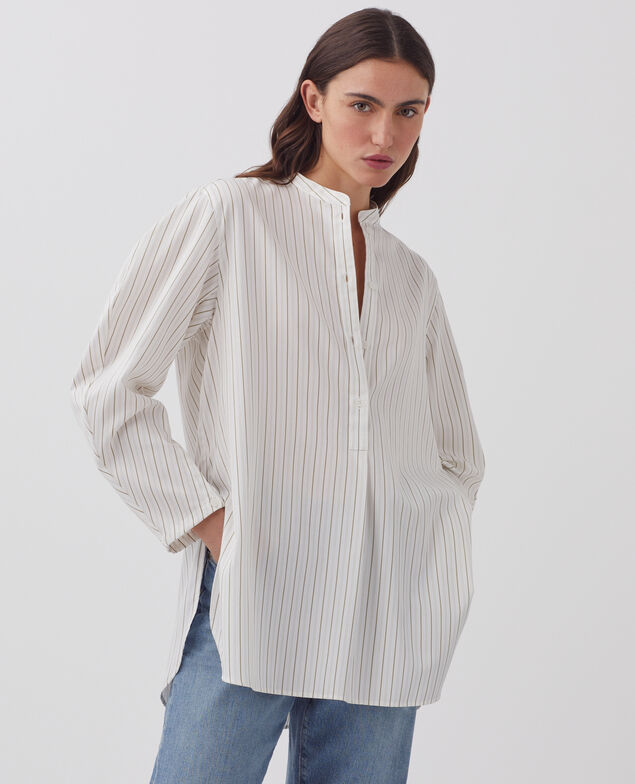 Chemise oversize en coton satiné J011 st white kaki