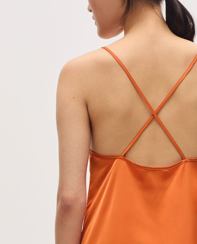 Robe longue nuisette satinée K240 apricot orange