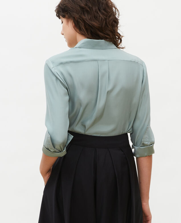  Chemise d’homme en soie manches longues Chinois green