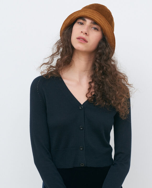 Cardigan court en coton et soie Black beauty